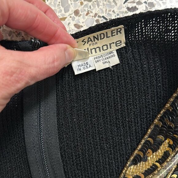 Pat Sandler  Wellmore Saks Fifth Ave knitting sweater beaded embellished dress 8 - Picture 9 of 9